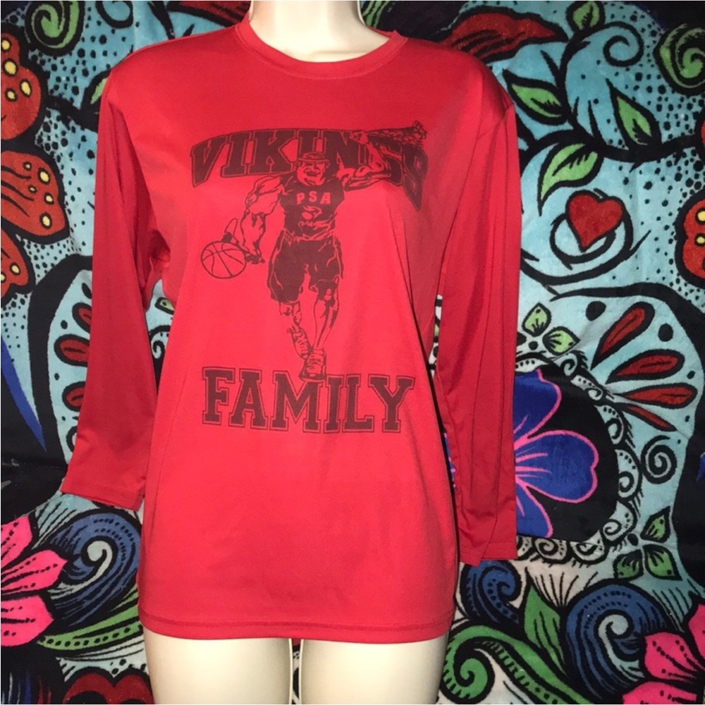 A4 youth XL Vikings Family Red long sleeved Shirt